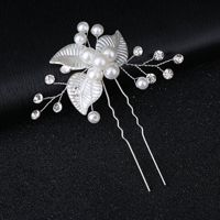 Épingle à cheveux blanche faite à la main et bandeau de cristal accessoire de robe de mariée avec fleur et feuille de strass perle pour les mariées