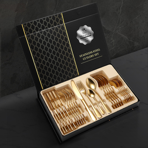 Couteau Cuillère Fourchette Ensemble <span class=keywords><strong>Couverts</strong></span> <span class=keywords><strong>Noirs</strong></span> 24pcs Ensembles de <span class=keywords><strong>Couverts</strong></span> en Acier Inoxydable Ensemble de <span class=keywords><strong>Couverts</strong></span> en Or - Product Image 4