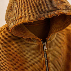 <span class=keywords><strong>Felpa</strong></span> con cappuccio da <span class=keywords><strong>uomo</strong></span> personalizzata in cotone pesante, oversize, termica, con <span class=keywords><strong>zip</strong></span>, in maglia waffle, effetto vintage distressed e lavaggio acido - Product Image 2