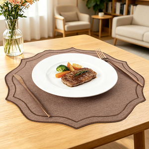 Set de table premium en faux lin double surpiqûre, couleur unie, 39 cm, <span class=keywords><strong>anti</strong></span>-taches, isolant thermique, <span class=keywords><strong>anti</strong></span>-rayures, très résistant, lavable - Product Image 4