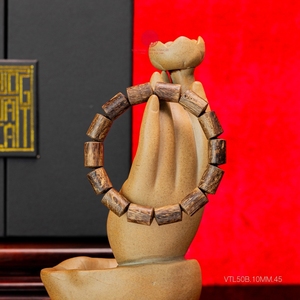 กำไลข้อมือไม้กฤษณาลูทองสุดหรูสำหรับผู้ชาย ขนาด 10x12 มม. ลูกปัดไม้ธรรมชาติ งานแฮนด์เมด เครื่องประดับโดดเด่น - Product Image 5