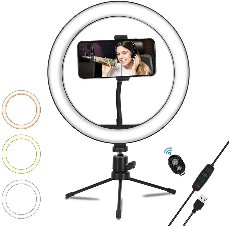 Video professionale Flessibile Dimmerabile Luce di Riempimento Mini Supporto Del Telefono Del Basamento Del Treppiedi Del Led Selfie Anello di Luce