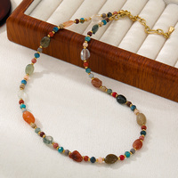 Bijoux fantaisie plaqué or véritable perles tchèques apatite agate filles faites à la main collier de perles tour de cou chandail chaîne