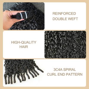 Extensions de cheveux humains bouclés espagnols 18, 20, 22, 24 pouces, densité 180%, 100% cheveux vierges brésiliens non traités, pose rapide, noir naturel - Product Image 3