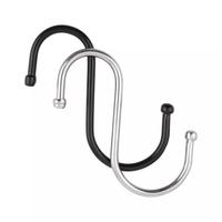 Crochets suspendus en forme de S en acier inoxydable noir naturel multifonctionnels pour salle de bain, cuisine, maison, placard, bijoux et outils