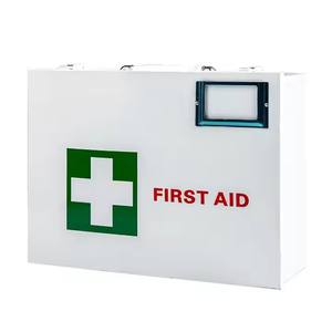 Gabinete médico de uso doméstico de acero inoxidable, kit de estuche de primeros auxilios de metal con caja de medicina LINE para el cuidado básico del hogar - Product Image 1