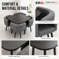 Ensemble de table à manger 4 places gain de place avec chaises rembourrées – Mobilier compact personnalisé pour café, réception et réunions