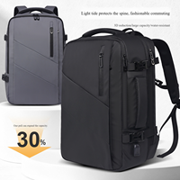 Sac à dos antivol extensible de 17 pouces, imperméable, avec fermeture éclair, port USB, ceinture à coussin d'air, 20-39L, pour ordinateur portable et téléphone portable, doublure en polyester