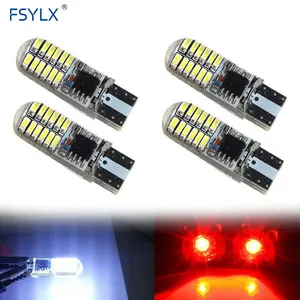 FSYLX T10 W5W 194 168 3014 24 SMD Gel di silice stroboscopico Flash luce LED lampadine 12V DC T10 Led lampadina bianco rosso giallo blu Flash Lights