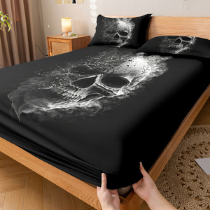 Wholesale Eco-Friendly Knitted 3Pcs Soft Microfiber Polyester <strong>Fitted</strong> <strong>Sheet</strong> Set with American Style Duvet Cover Bedding - Product Image 6
