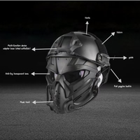 Ensemble de casque tactique intégral, équipement de protection du visage, casque rapide, masque facial Alien pour jeux de rôle