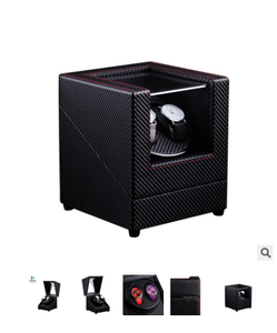 FADELI PACKING Scatola Automatica per Carica Orologi in Fibra di Carbonio Nera e Pelle PU, 2 Scomparti, Meccanica ed Elettronica - Product Image 4
