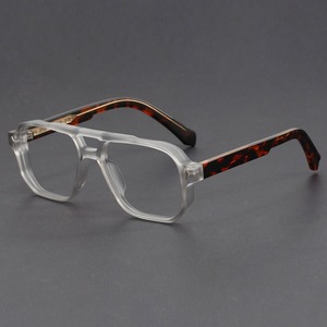 Qsky Monture de lunettes carrée la plus élégante, double pont, verres miroir plats, lunettes anti-lumière bleue tendance - Product Image 3