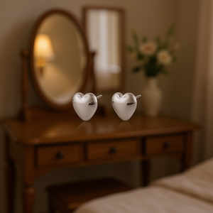 Amy Amy Heart <b>Stud</b> Earrings <b>Silver</b> Plated For Women Romantic Fashion Jewelry Gift - Product Image 2