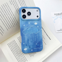 Coque de téléphone antichoc rigide style coréen bleu dégradé nuage pluie étoile pour iPhone 18 Pro Max 17 16 Pro pour fille tendance