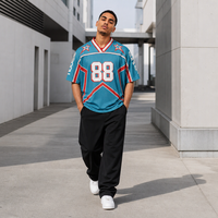 Maillot de football américain et de lacrosse personnalisé vintage vierge imprimé unisexe en maille de toile 100 % polyester de haute qualité, T-shirt court