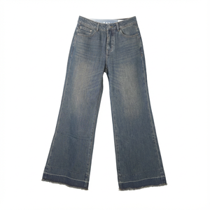 Jean bootcut homme color-block avec empiècements, double couture, ourlet effiloché, style streetwear toutes saisons - Product Image 1