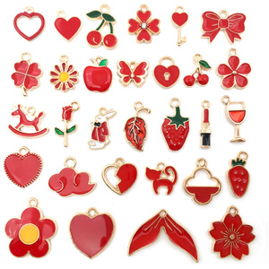 30 piezas de diseños mixtos, dijes de pendientes de <span class=keywords><strong>esmalte</strong></span> negro, rojo y azul para hacer joyas, dijes de aleación de Metal - Product Image 2