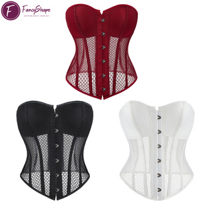 Corset de mariage et de fête pour <span class=keywords><strong>femme</strong></span>, noir, rouge et blanc, en maille, à baleines, sculptant, sexy, à lacets, surbuste, serre-taille, soutien-gorge sexy - Product Image 1