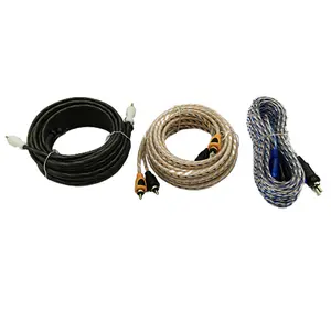 Produsen 2 saluran 4 konektor 5m memutar kabel interkoneksi Audio mobil RCA Plug kabel konektor