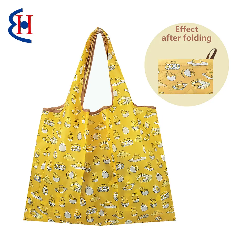 Wholesale Eco Friendly Shopping Bags Storage Custom Foldable Cartoon Grocery bag Reusable Washable Shopping bag