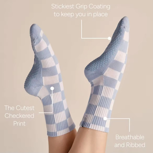 High Quality Custom Logo Popular Checkers Grip Yoga Pilates <b>Socks</b> Durable Sporty Ankle <b>Sock</b> Fitness Grips Wholesale - Product Image 6