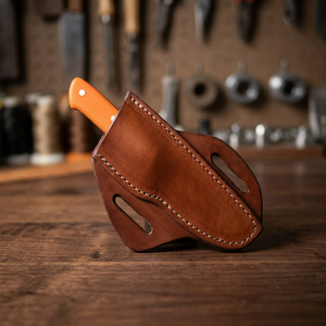 Funda de Cuero Vacuno Hecha a Mano para Cuchillos de Acero de Damasco, con Presilla Universal para Cinturón, Compatible con OEM, Grado Industrial, para Caza - Product Image 3