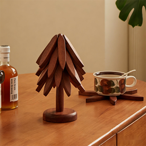 Sous-verres en bois en forme d'arbre, fabrication directe d'usine, best-seller, en vrac, avec base et support - Product Image 3