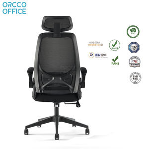 Silla de Oficina Ergonómica Moderna Orcco con Respaldo Alto de Malla, Reposabrazos Abatibles y Base Giratoria de Plástico - Product Image 2