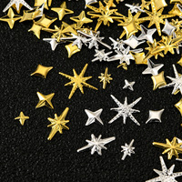 Qianya 3D Alloy Star Nail Tips - Charmes de Noël luxueux et brillants en forme d'étoile pour ongles, décorations d'ongles scintillantes en vrac