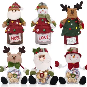 Decoraciones navideñas simulación árbol corteza transparente bolsa de dulces adornos muñeca de dibujos animados hecho a mano regalo creativo bolsa de manzana