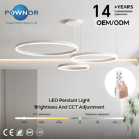 Lustre LED de plafond homologué CE ROHS EMC LVD, lampe d'intérieur 70W, 3 pampilles circulaires, hauteur réglable