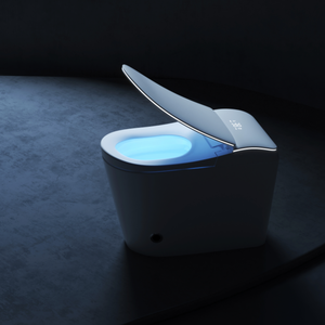 Ensemble de salle de bain intelligent en marbre avec application mobile, toilettes intelligentes à poser au sol, douche à capteur, chasse d'eau et ouverture du couvercle par geste de la <span class=keywords><strong>main</strong></span> pour lavabo - Product Image 1