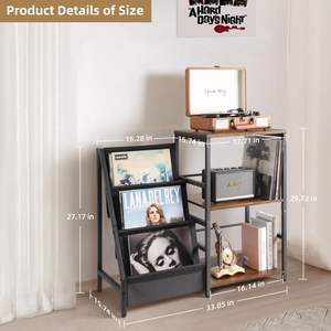 Meuble de rangement CD moderne en fer avec support tournant à 3 niveaux et table d'appoint pour salon - Product Image 3