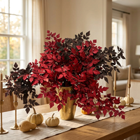 Branches d'érable artificielles, tiges florales artificielles d'automne, branches de feuilles pliables pour la décoration de la maison pour Thanksgiving et Halloween