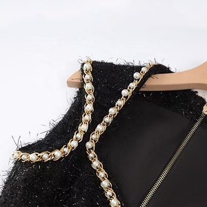 AIMEISI Elegante <span class=keywords><strong>Abito</strong></span> Corto da Donna Senza Maniche con Ricami e Perline in <span class=keywords><strong>Tweed</strong></span> - Product Image 4