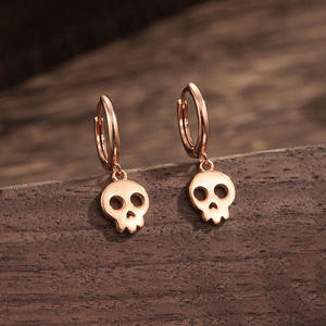 Orecchini a Cerchio Edun Skeleton in Lega di Zinco Oro Rosa, Stile Punk, Gioielli Unisex alla Moda - Product Image 4