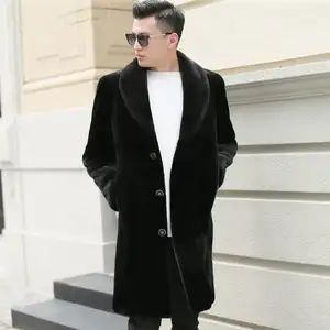 Grosir Mantel Kulit Bulu Rubah Palsu Panjang Setengah Tebal Mewah Mantel Bulu Cerpelai Musim Dingin untuk Pria