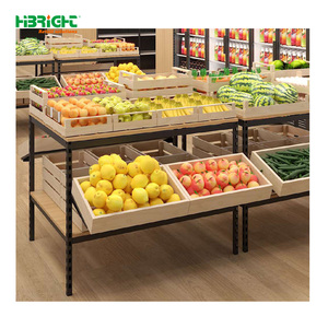 Présentoir en bois pour magasin de supermarché Étagères en gondole Palettes de <span class=keywords><strong>fruits</strong></span> Étagères pour légumes - Product Image 3