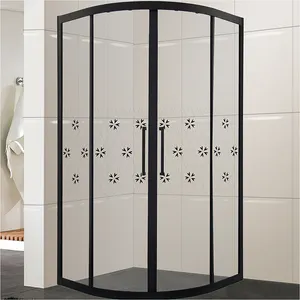 Curved Glass Black Shower Door Full Framed Aluminum Sliding Shower Door Glass Aluminum Standing 2 Sliding Shower Door