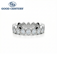 Bague Éternité Good Century en Or Massif 18K avec Diamant de Laboratoire Taille Poire, Sertie Clos, Bande Complète, Bague Tendance pour Homme, Bijou Fin, Cadeau
