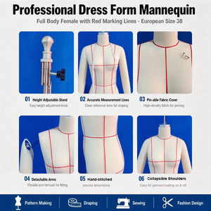 Maniquí de Costura de Cuerpo Completo Femenino, <span class=keywords><strong>Talla</strong></span> Europea 40, con Línea Roja, de Fibra de Vidrio, para Vestidos - Product Image 5