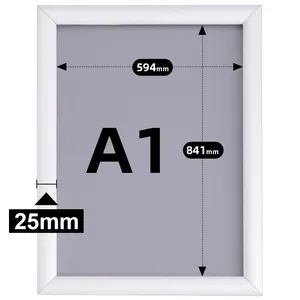 CYDISPLAY 25mm A1 Aluminium Photo Movie Vertical Snap A1 Poster Frames Wall Mounted Snap Frame Silver A1 Size