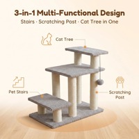 Tour pour chat de luxe 3-en-1 avec escalier, griffoir et arbre à chat multi-niveaux en corde de sisal, écologique, facile à assembler, pour intérieur