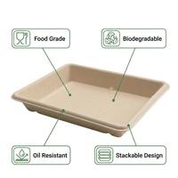 Plateau en bagasse de canne à sucre jetable, compostable et biodégradable pour barbecue, traiteur, vaisselle écologique, vente en gros
