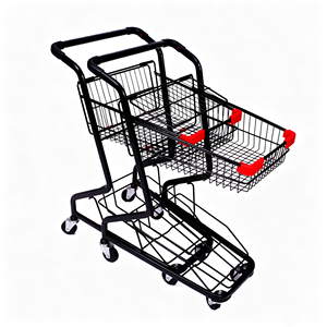 Chariot de supermarché portable à quatre roues 340L, robuste, en treillis métallique chromé, avec roulettes pivotantes silencieuses, pour usage commercial, OEM EFON - Product Image 1