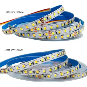 Fita LED SMD 2835 de alta qualidade, entrega rápida, 120leds, 8mm de largura, CRI80, DC12V, 24V, flexível, para quarto, faixa de luz