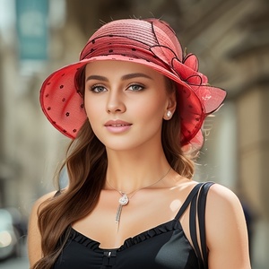 Neuer Vintage-Organza-Fischerhut mit kleiner Krempe für Frühling und Sommer, atmungsaktiver Spitzen-Strandhut für Mütter und ältere Großmütter - Product Image 4