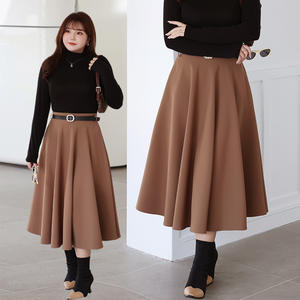 กระโปรงทรงเอไลน์ยาวปานกลางสำหรับผู้หญิงไซส์ใหญ่ รุ่น Runqi N8770 สีน้ำตาลปาล์ม  เอวธรรมชาติ สไตล์ฤดูใบไม้ร่วง - Product Image 4