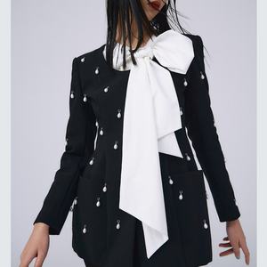 Chaquetas de Diseño Elegante para Mujer, Manga Larga, Estilo Casual, Blazer con Perlas - Product Image 2